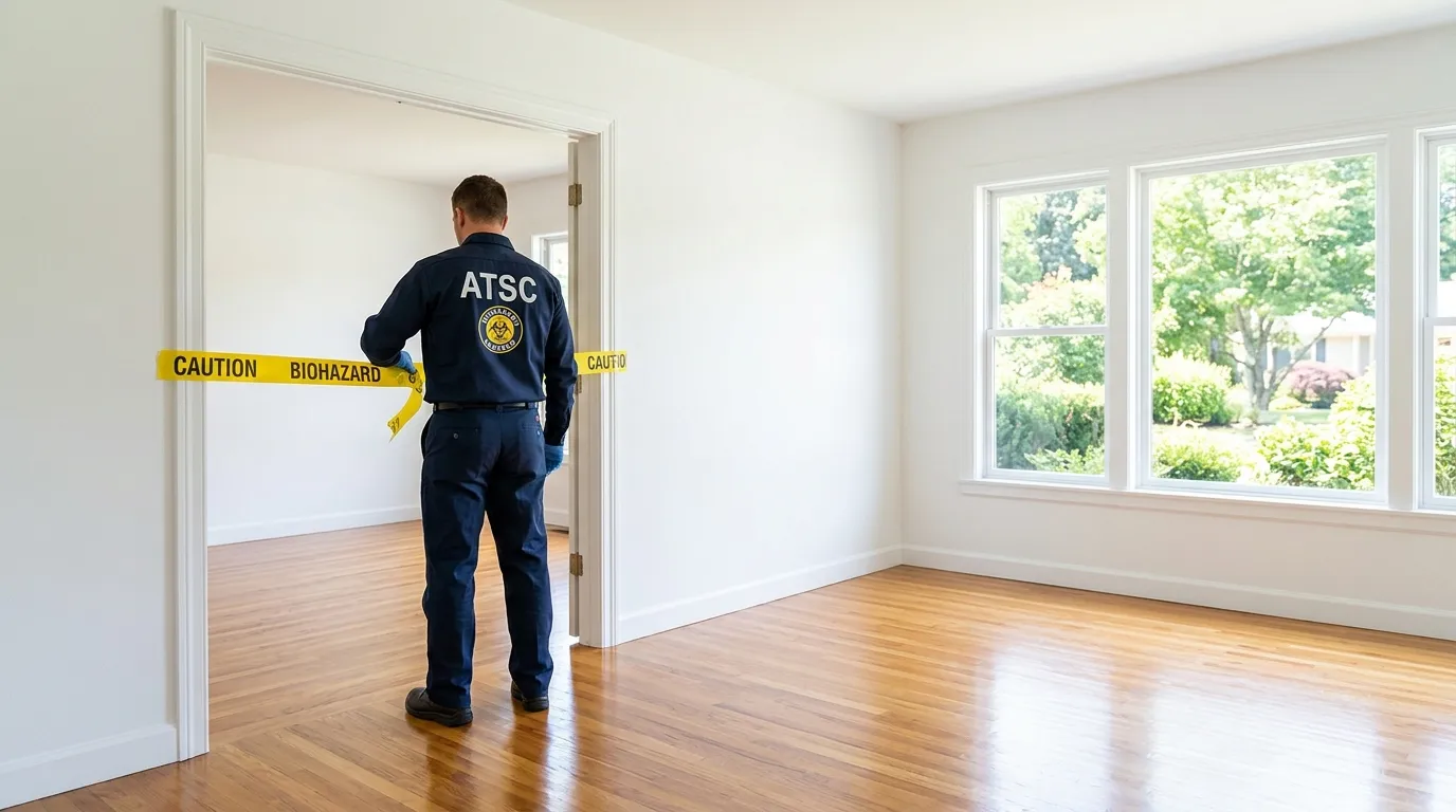 Certified biohazard cleanup crew performing Trauma Scene Cleanup in Uxbridge